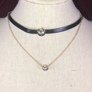 Faux leather layered choker